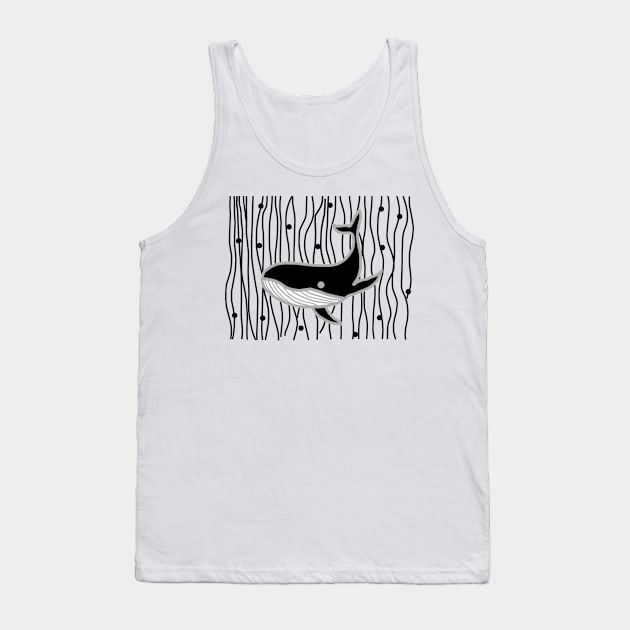 Whale - Black Tank Top by Design Fern